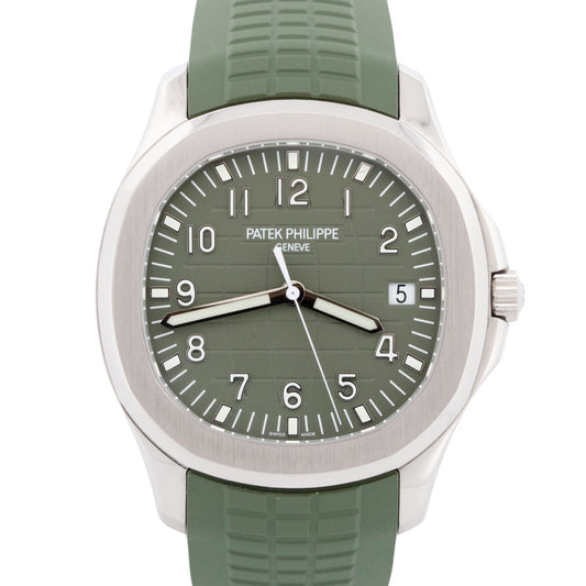 2021 Patek Philippe Aquanaut 5168G-010 Green 18K White Gold 42.2mm Box Papers