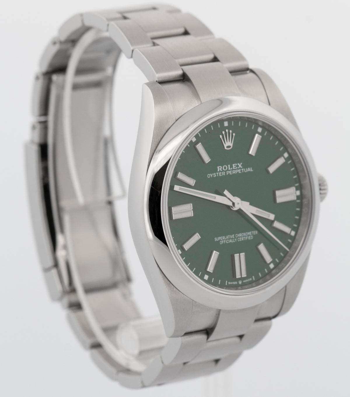 2021 Rolex Oyster Perpetual 124300 Green Steel 41mm Watch Box Papers