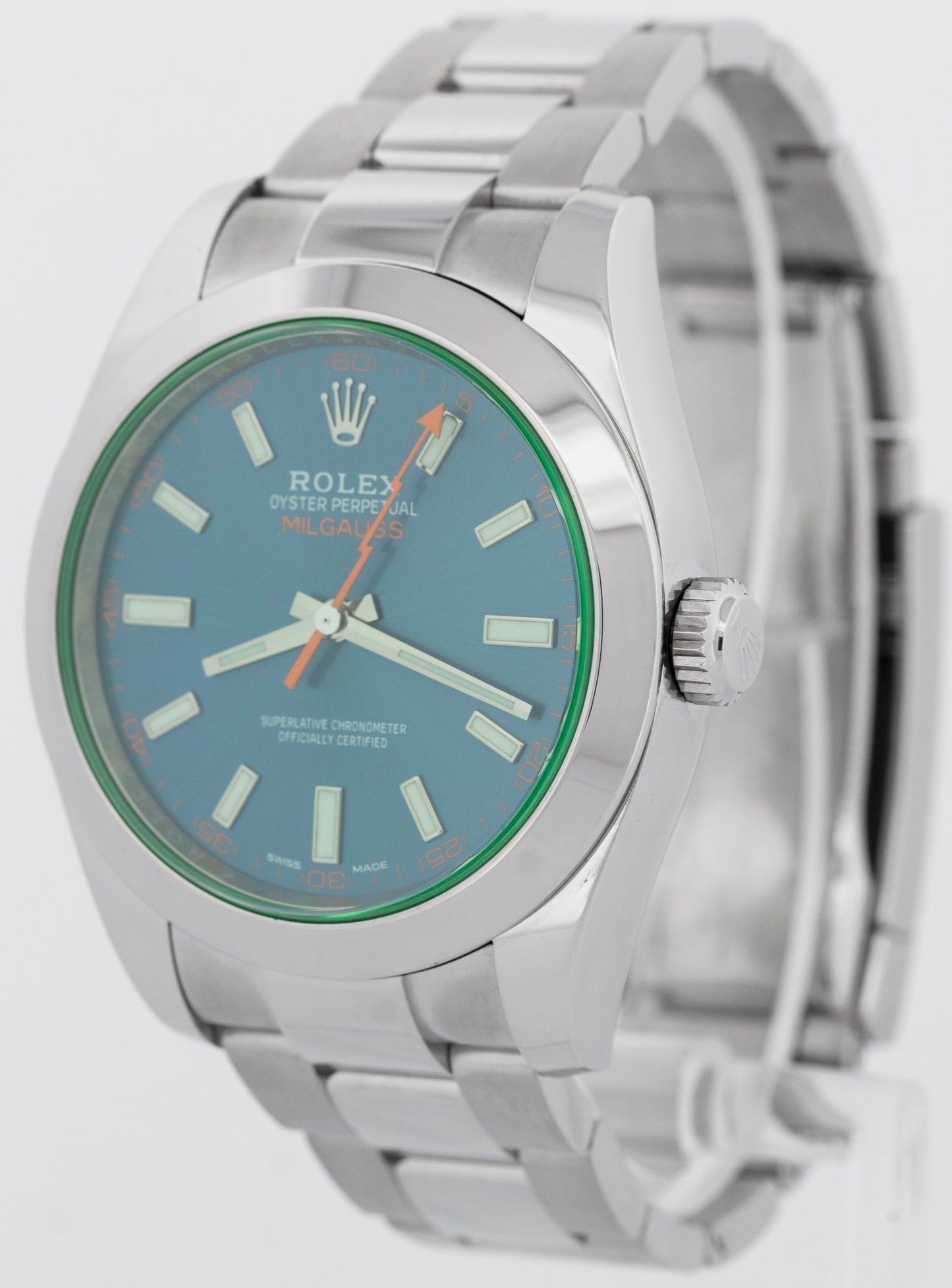 PAPERS Rolex Milgauss Z-Blue Green 40mm Stainless Steel Watch 116400 GV BOX