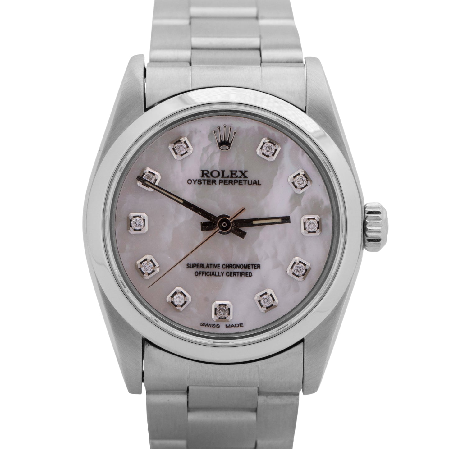 Ladies Rolex Oyster Perpetual MOP DIAMOND 31mm Stainless Steel Watch 77080