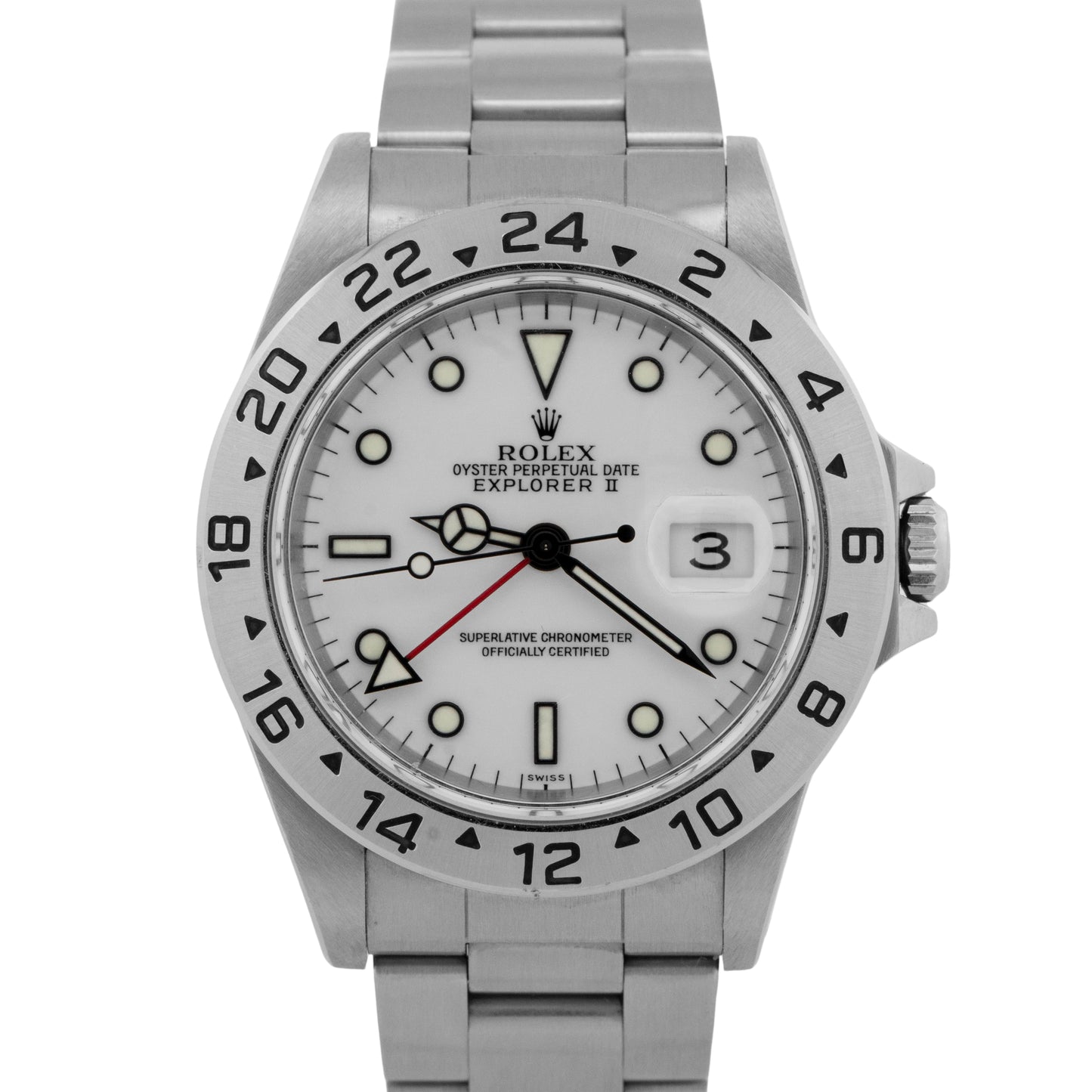 1999 PAPERS Rolex Explorer II WHITE Stainless Steel 40mm 16570 GMT Watch BOX