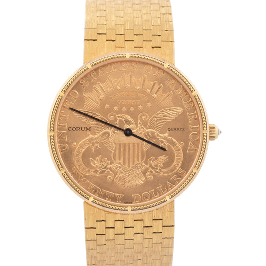 Corum Twenty Dollar Double Eagle Coin Yellow Gold 35mm Quartz Watch 333137