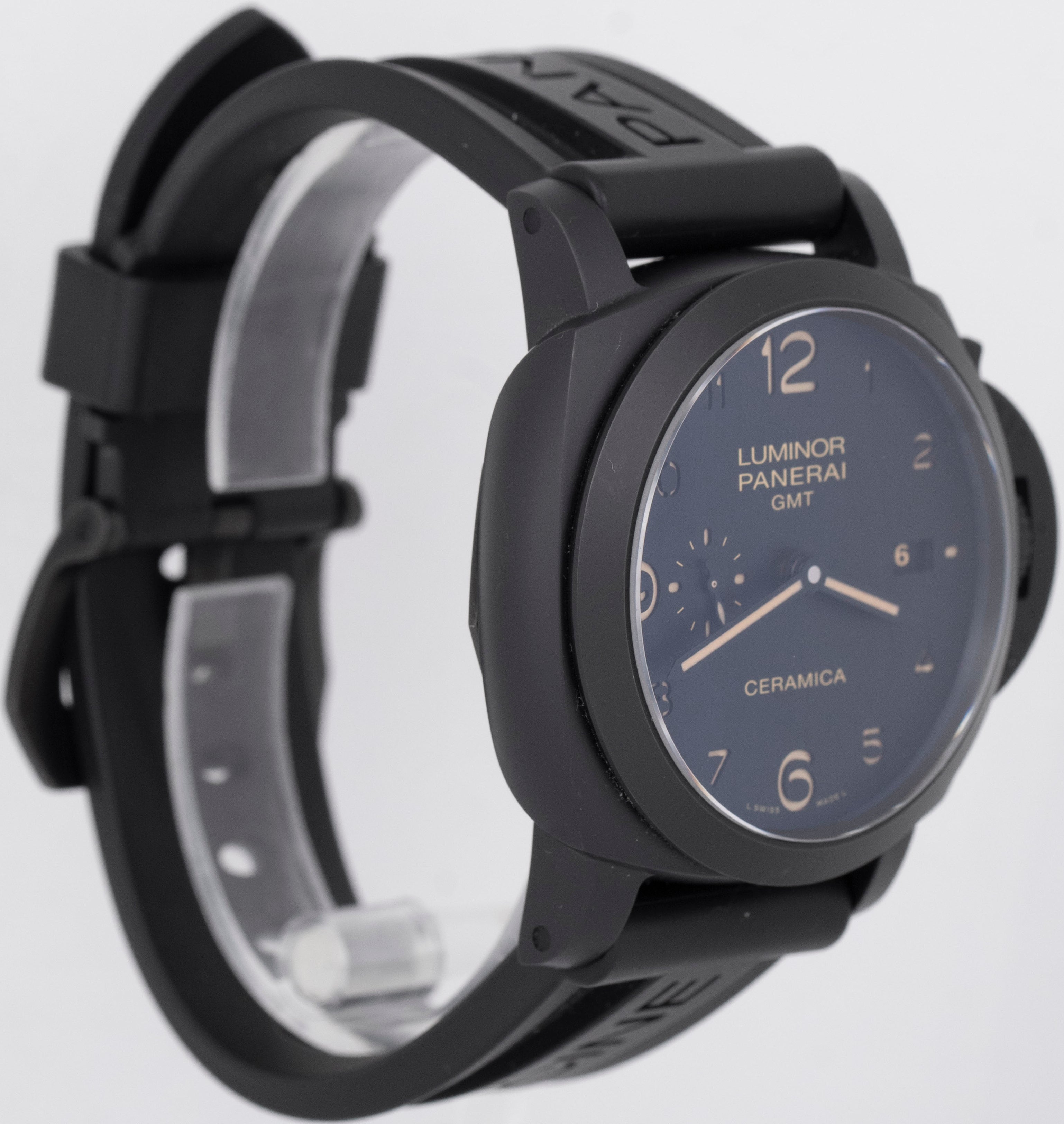 Panerai Luminor Ceramica 1950 3 Days GMT Black Rubber 44mm Date PAM004 CollectorsWatches