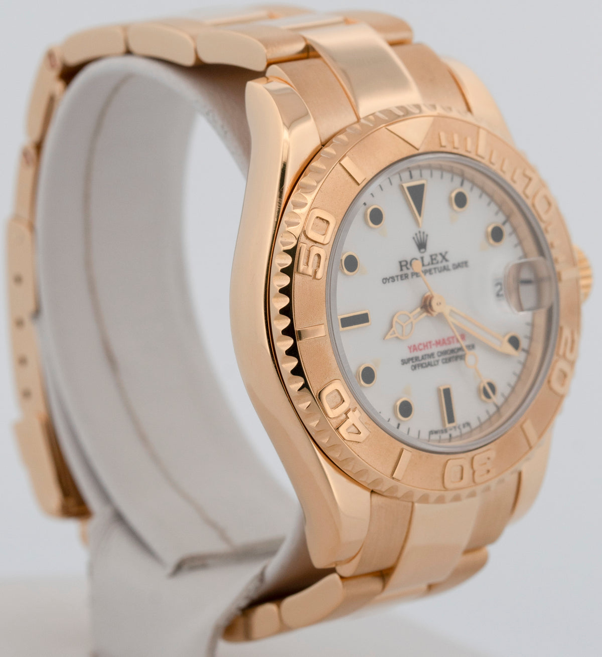 Rolex Yacht-Master 68628 Midsize White 18K Yellow Gold 35mm Oyster Watch