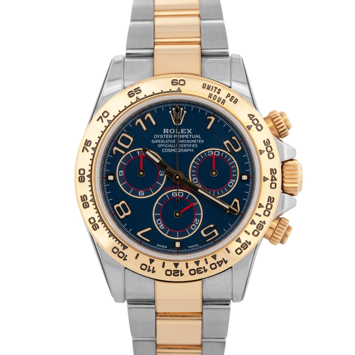 PAPERS Rolex Daytona Cosmograph BLUE RACING 116503 18K Gold Two-Tone Watch BOX