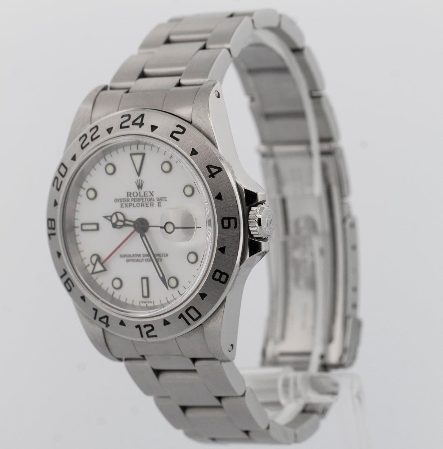 1999 PAPERS Rolex Explorer II WHITE Stainless Steel 40mm 16570 GMT Watch BOX