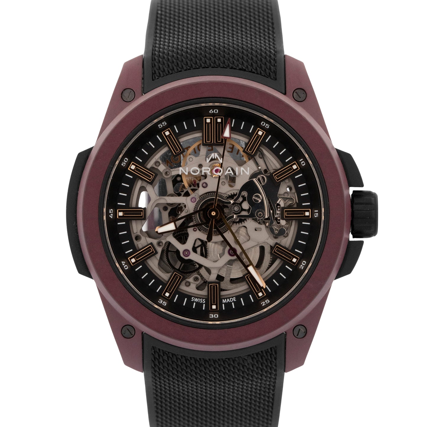 2025 PAPERS Norqain Independence Wild One Skeleton 42mm Burgundy Red NNQ3000 BOX