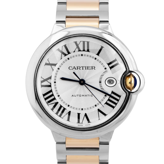 2014 PAPERS Cartier Ballon Bleu SILVER Yellow Gold Steel 42mm 3765 W69009Z3 BOX