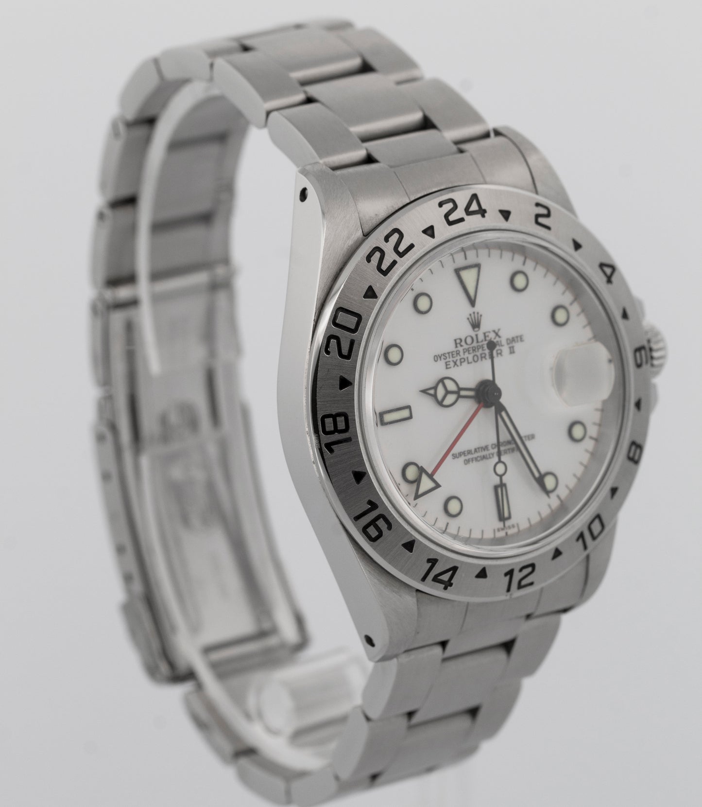 1999 PAPERS Rolex Explorer II WHITE Stainless Steel 40mm 16570 GMT Watch BOX