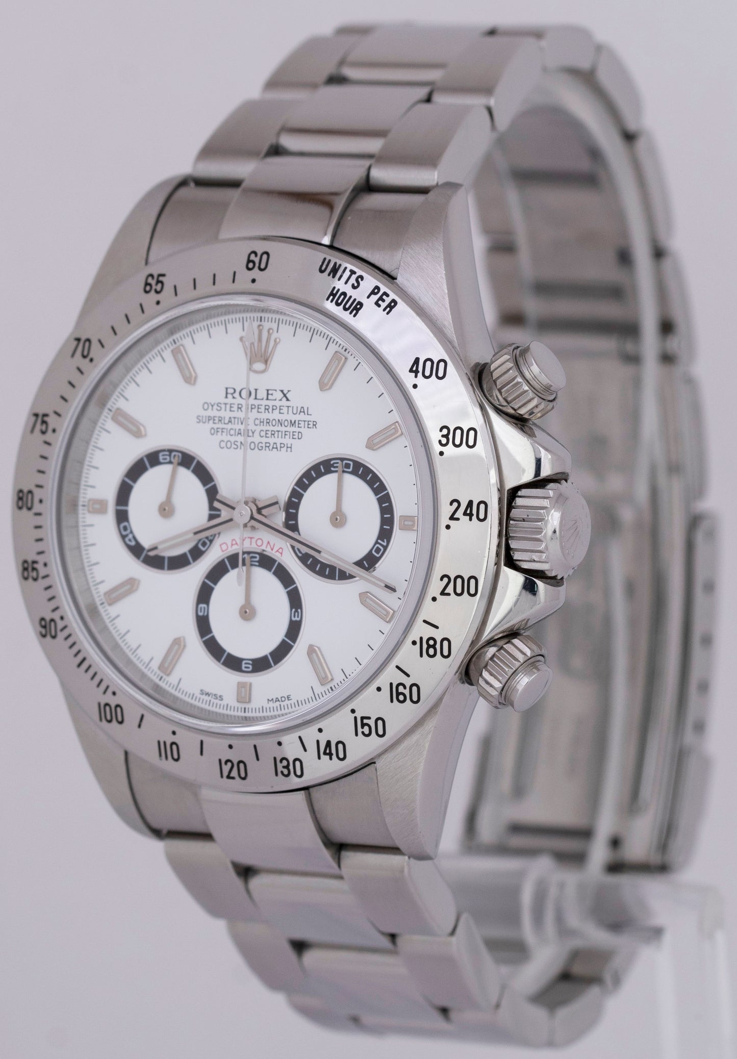 UNPOLISHED PAPERS Rolex Daytona Cosmograph SEL White Steel 40mm Watch 16520 B+P