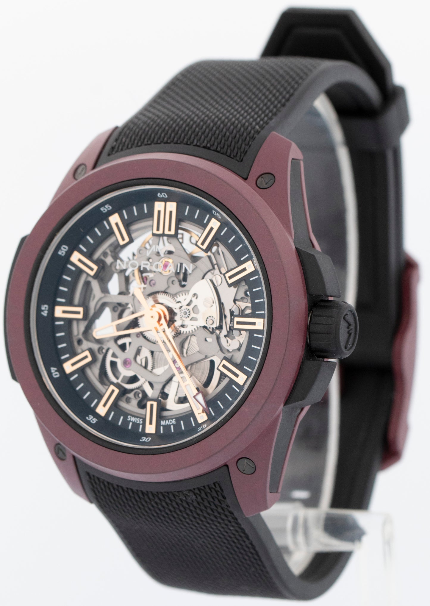 2025 PAPERS Norqain Independence Wild One Skeleton 42mm Burgundy Red NNQ3000 BOX