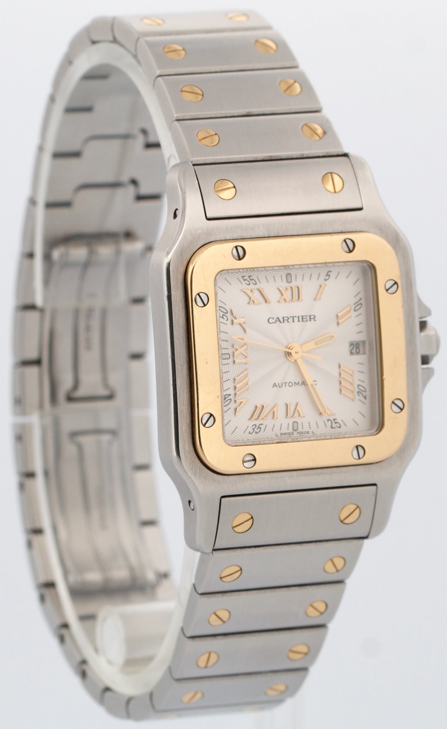 UNPOLISHED Cartier Santos Galbee 29mm IVORY 18K Steel Automatic 2319 W20041C4