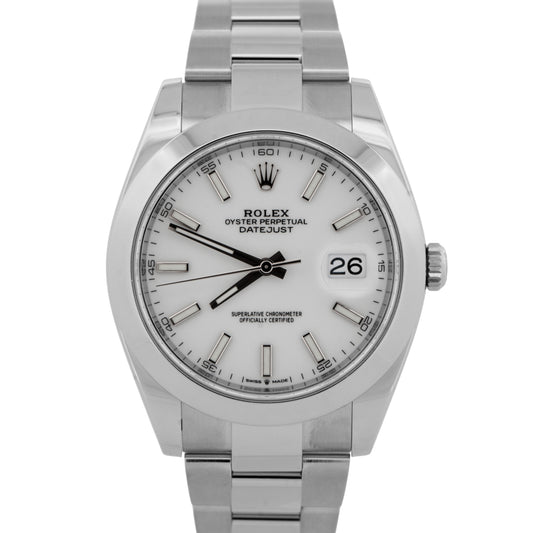 2021 PAPERS Rolex DateJust 41 WHITE Stainless Steel 41mm 126300 Watch BOX