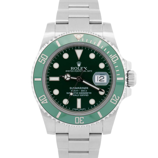 NOS PAPERS Rolex Submariner Date HULK Green Stainless Steel 40mm 116610 LV BOX
