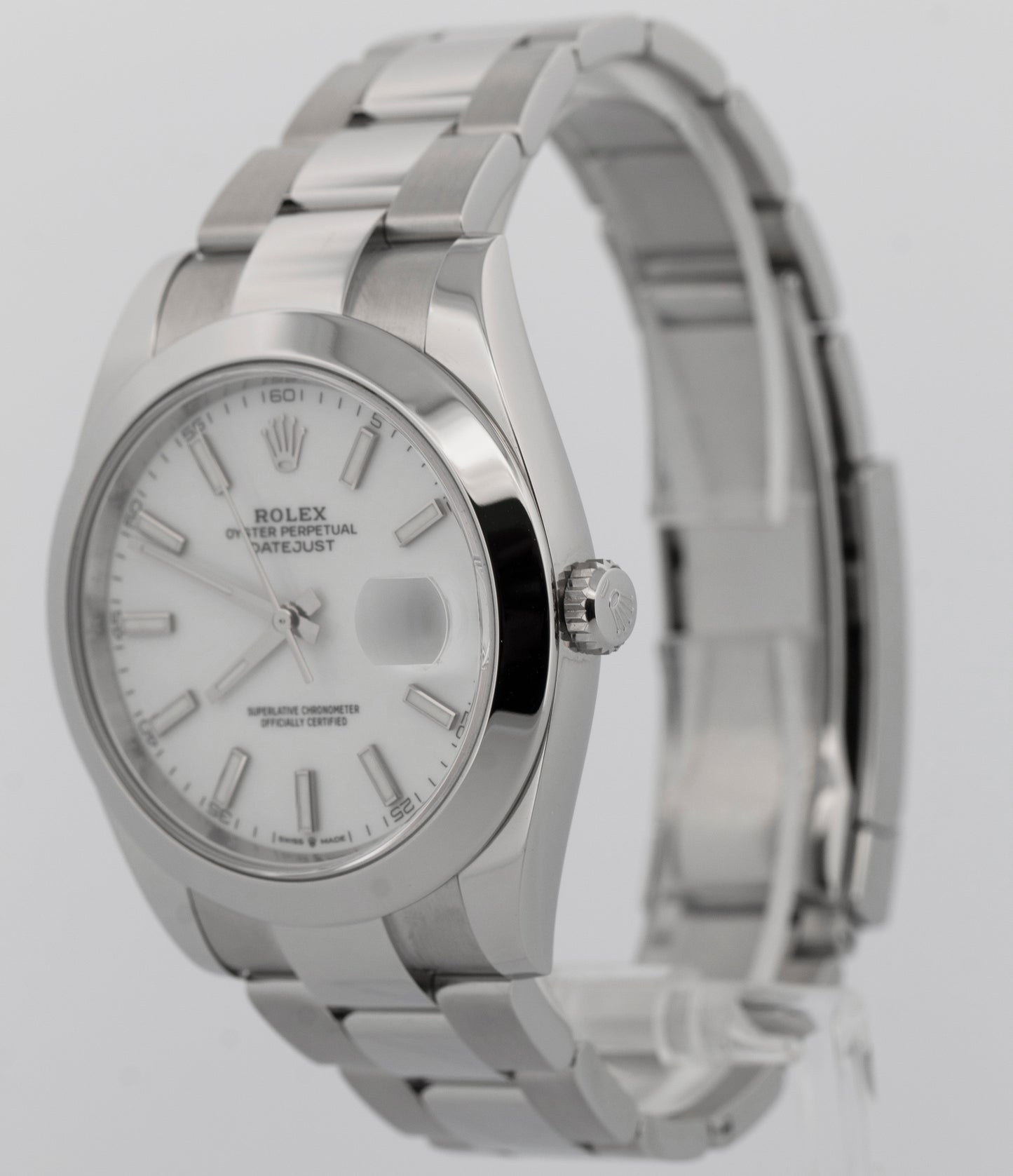 2021 PAPERS Rolex DateJust 41 WHITE Stainless Steel 41mm 126300 Watch BOX