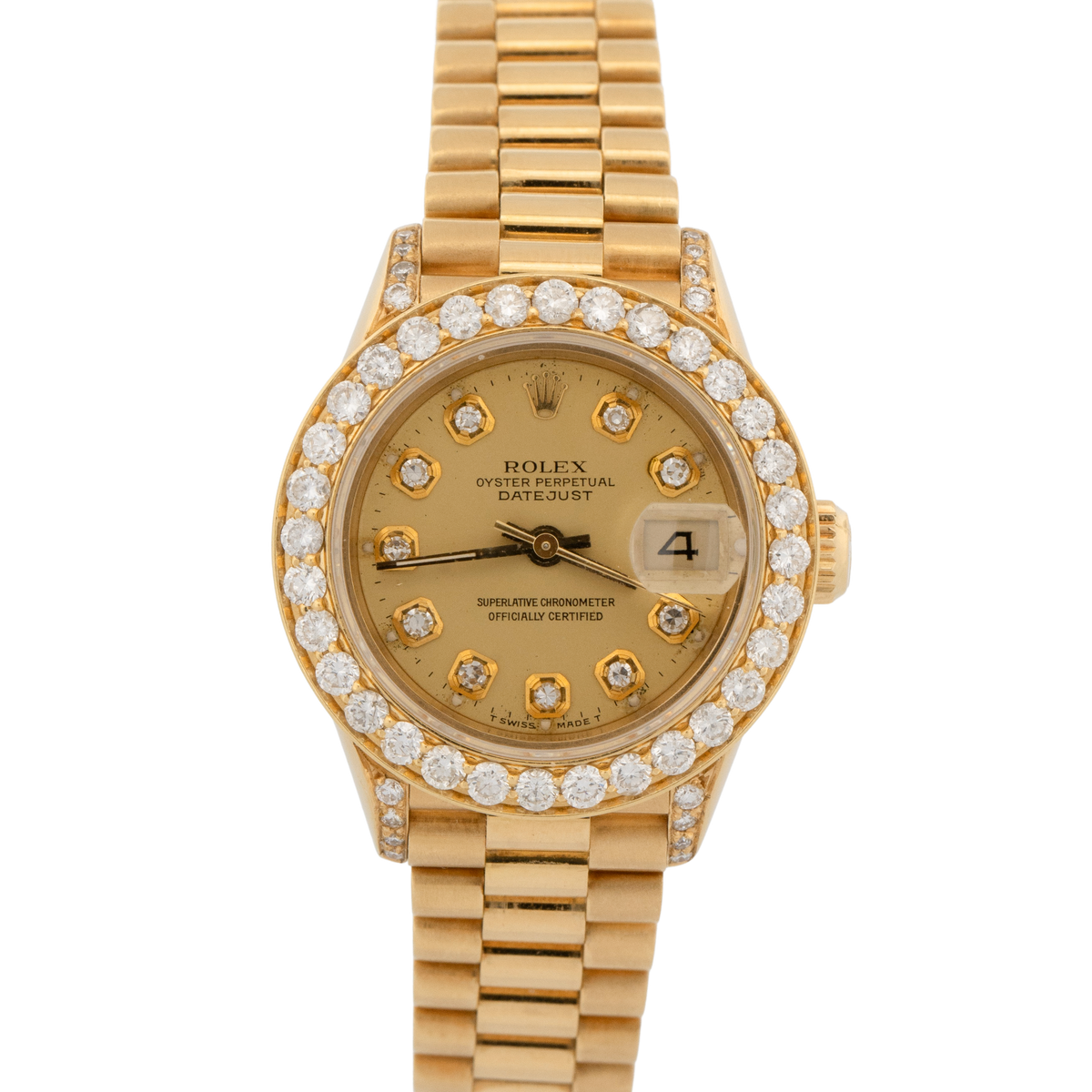 1998 Rolex DateJust President 69178 Diamond Champagne 18K Gold 26mm Box Papers