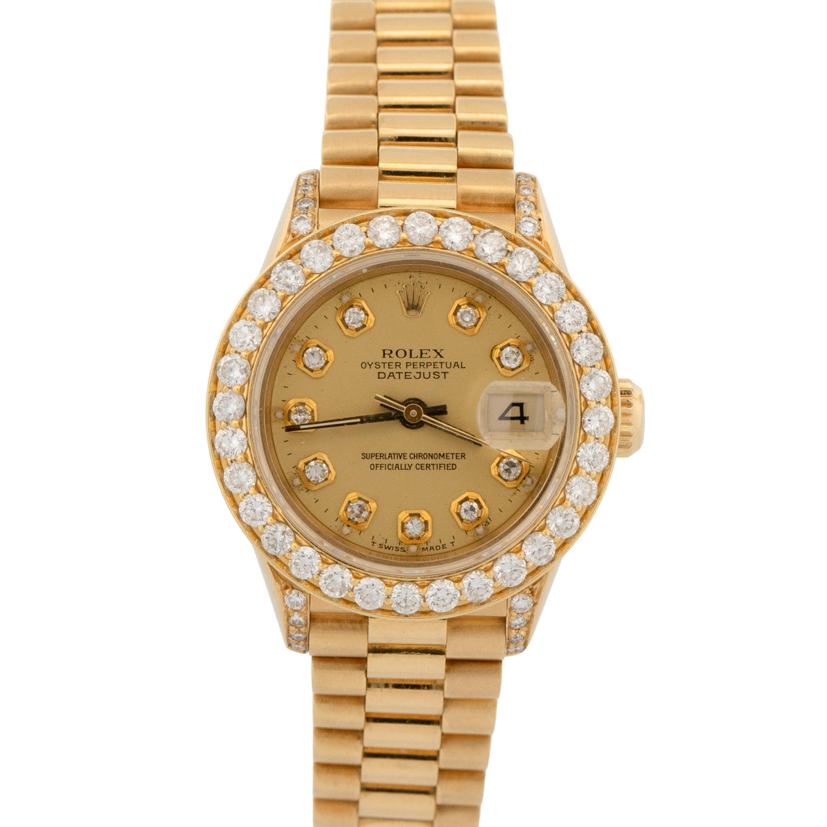 1998 Rolex DateJust President 69178 Diamond Champagne 18K Gold 26mm Box Papers