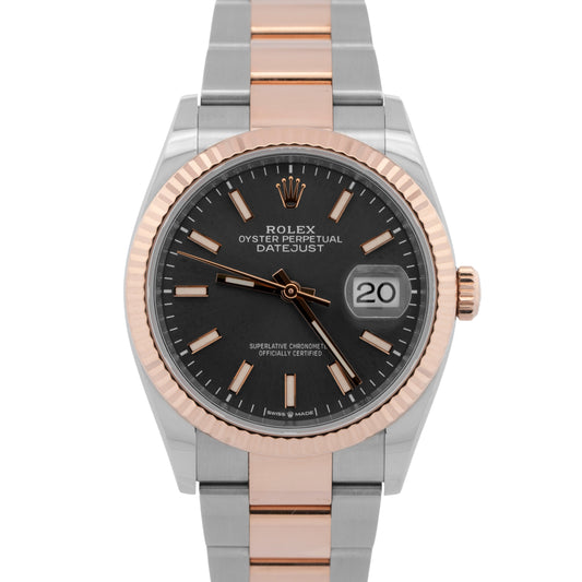 MINT Rolex DateJust 36 RHODIUM 18k Rose Gold Steel Oyster 36mm 126231 Watch