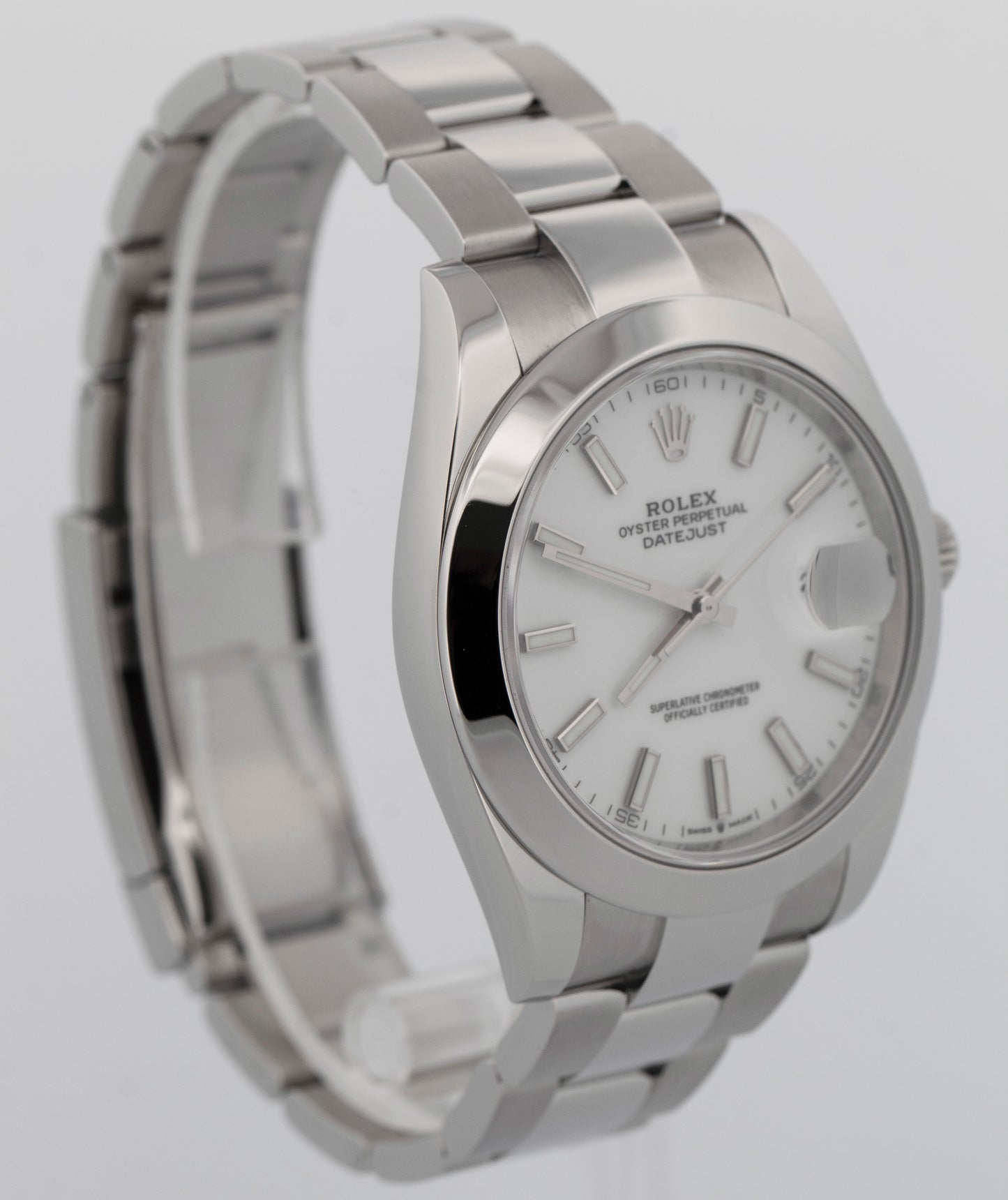 2021 PAPERS Rolex DateJust 41 WHITE Stainless Steel 41mm 126300 Watch BOX