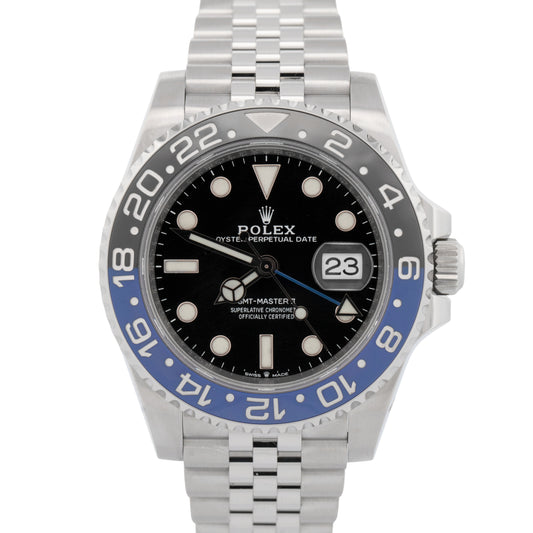 PAPERS Rolex GMT-Master II BATGIRL Blue 40mm Stainless JUBILEE 126710 BLNR BOX
