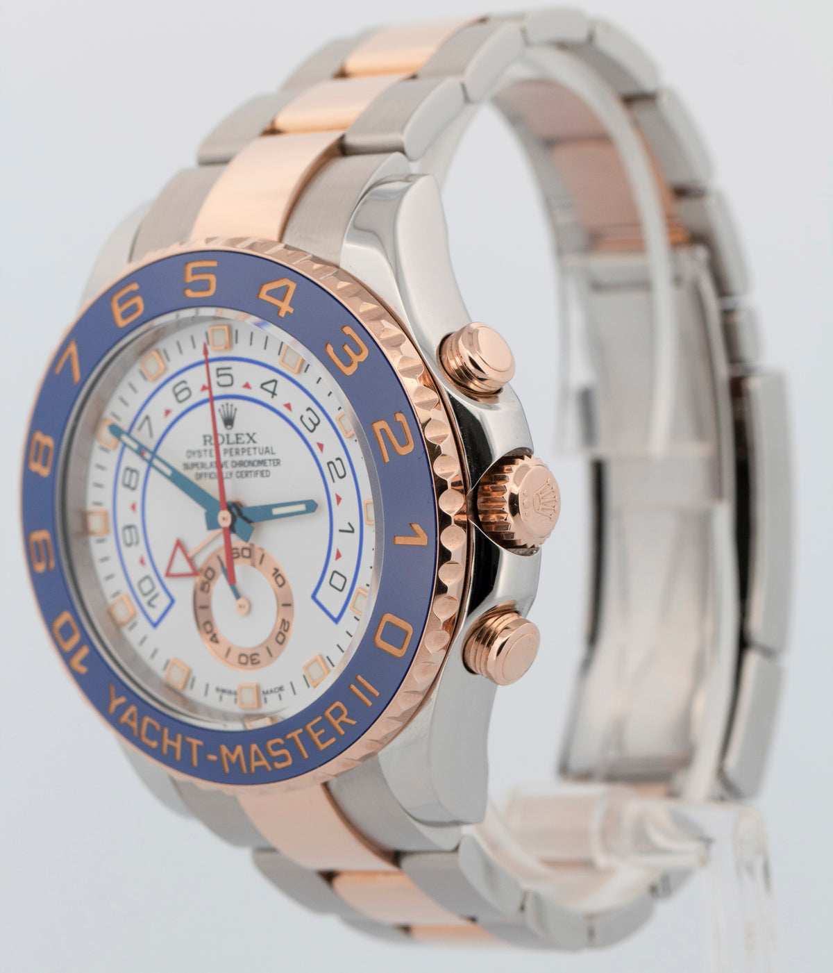 2025 CPO Rolex Yacht-Master II 116681 White Two-Tone Rose Gold 44mm Watch Box