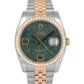 MINT Rolex DateJust 36mm Green Floral DIAMOND Two-Tone Gold Steel Watch 116243