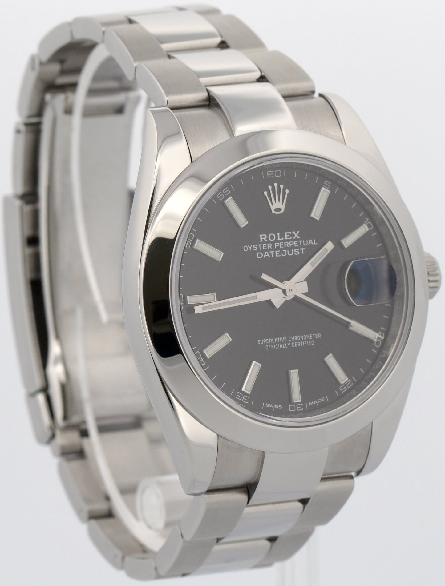 Rolex DateJust 41 BLACK Stainless Steel OYSTER Smooth 41mm Automatic 126300