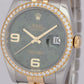 MINT Rolex DateJust 36mm Green Floral DIAMOND Two-Tone Gold Steel Watch 116243