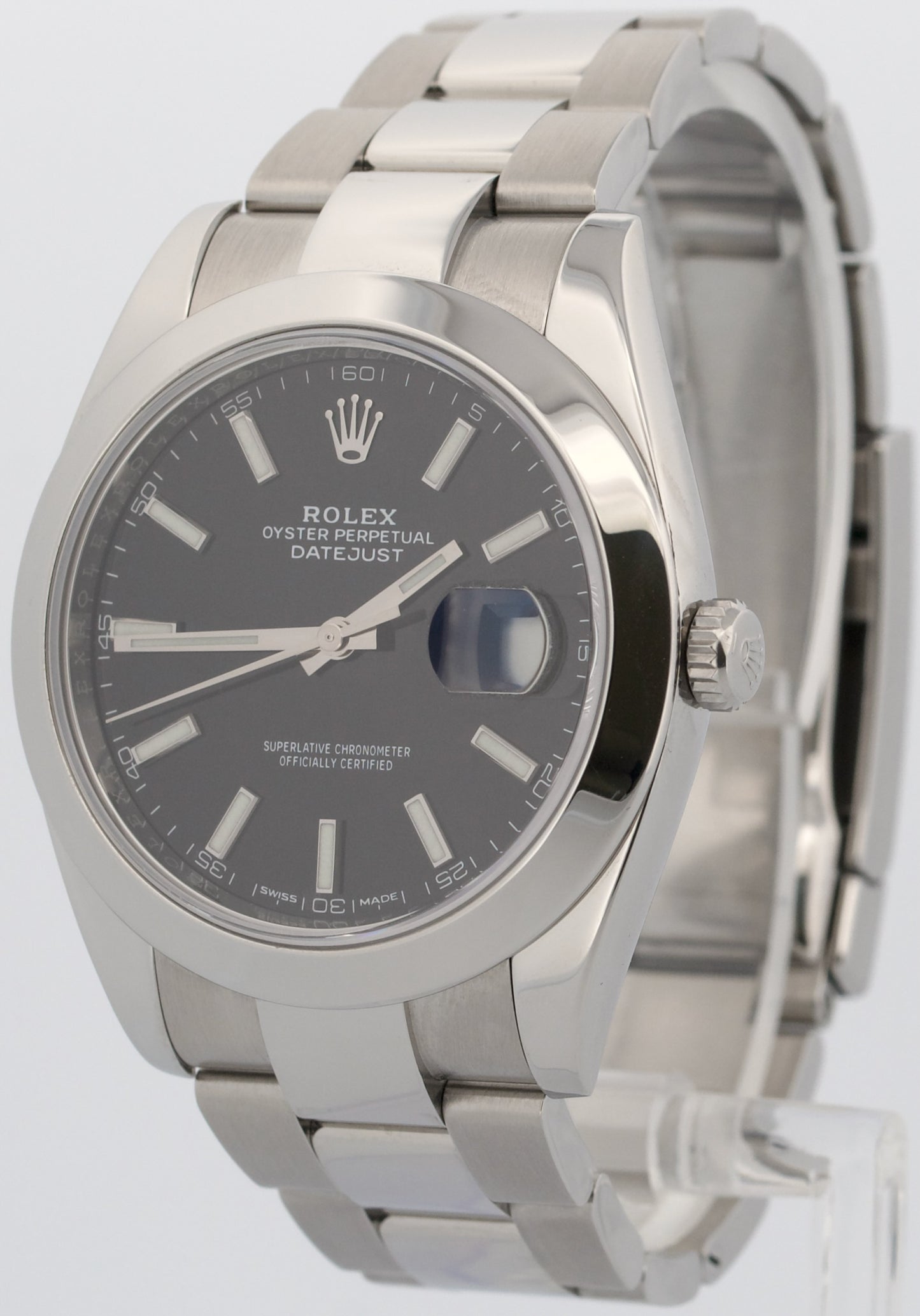 Rolex DateJust 41 BLACK Stainless Steel OYSTER Smooth 41mm Automatic 126300