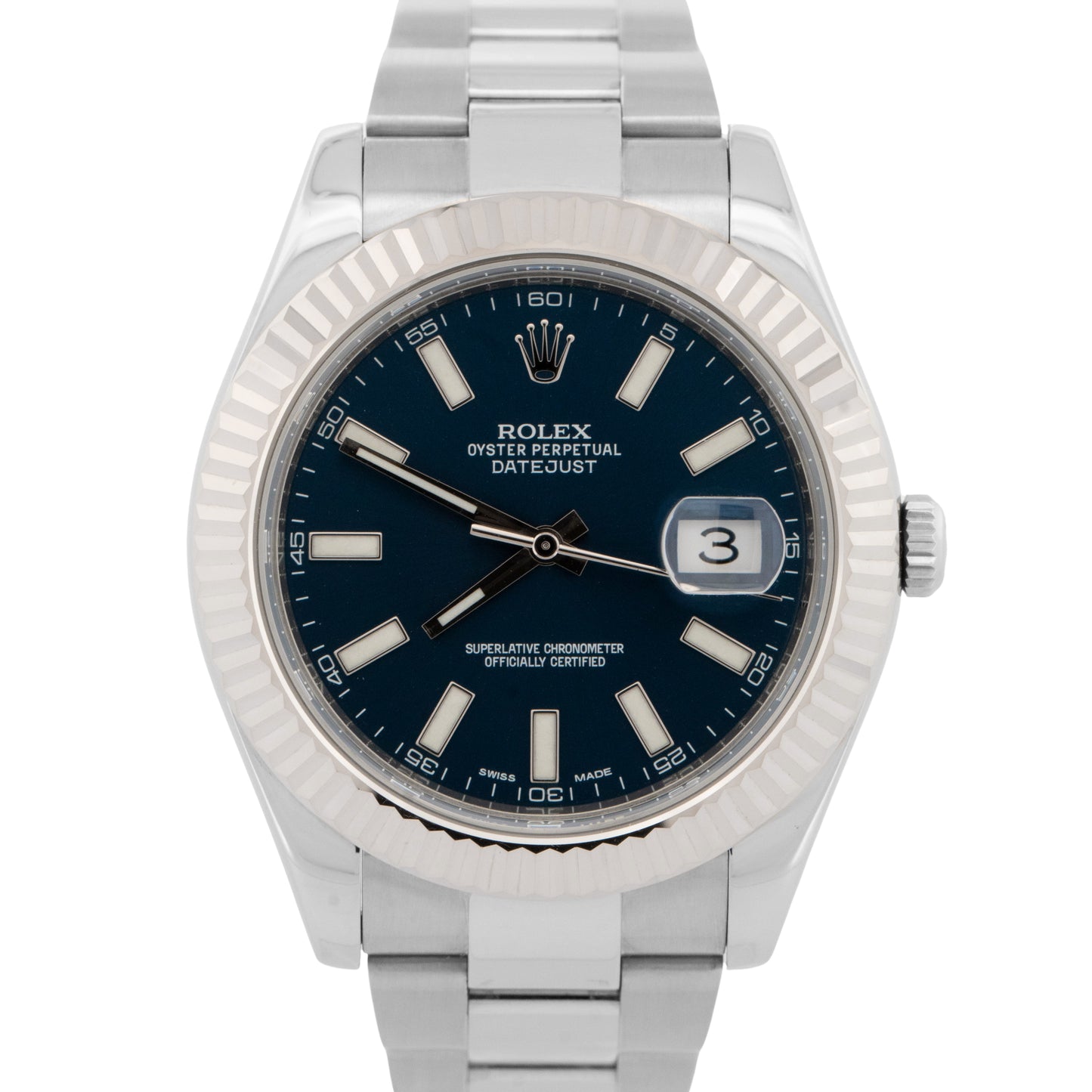 2013 PAPERS Rolex DateJust II BLUE Stainless Steel 41mm Fluted 116334 Watch BOX