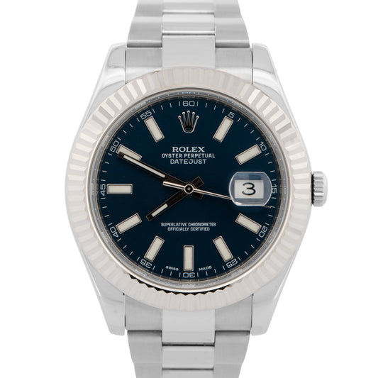 2013 PAPERS Rolex DateJust II BLUE Stainless Steel 41mm Fluted 116334 Watch BOX
