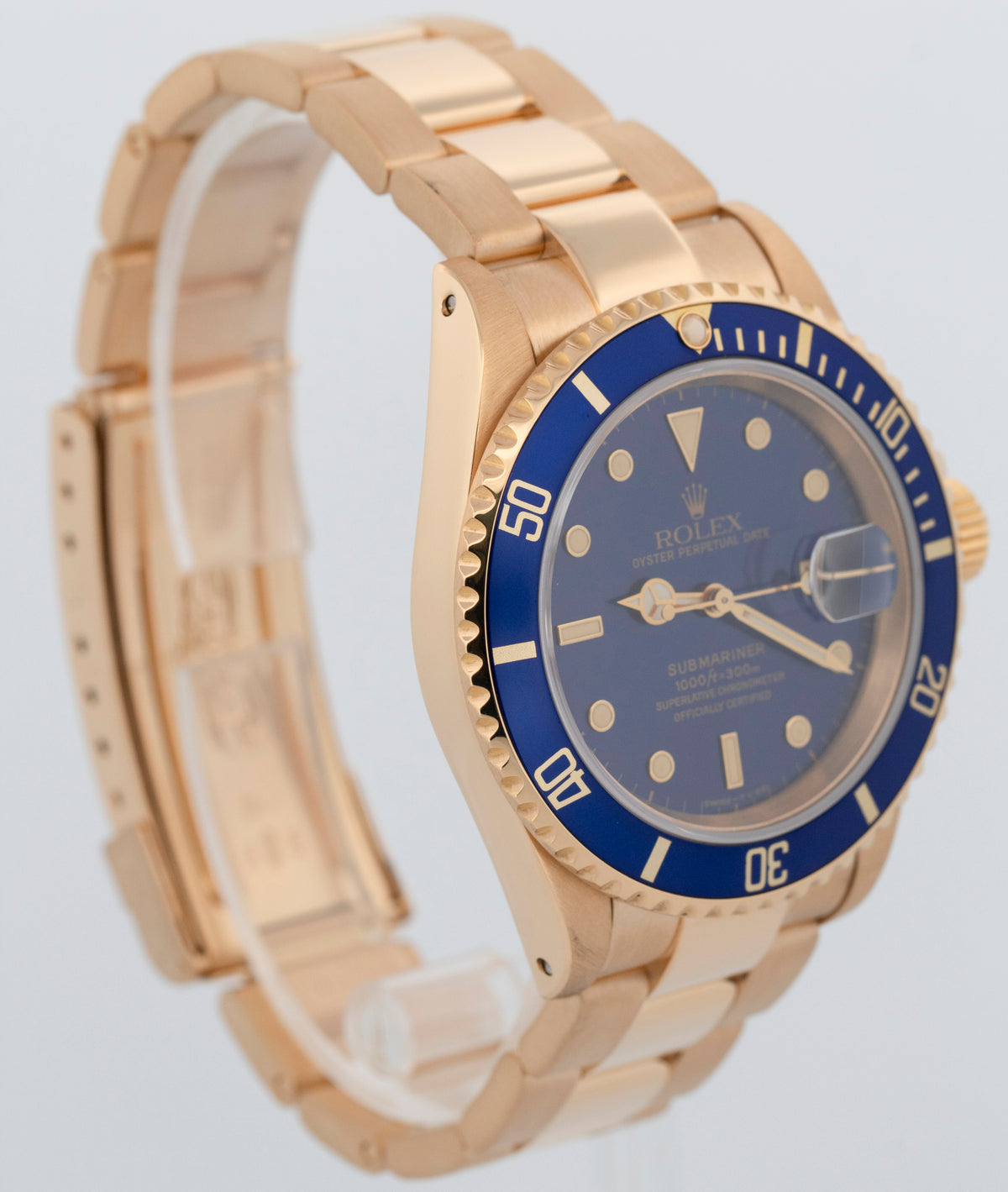 Rolex Submariner Date 16618 LB Blue 18K Yellow Gold Oyster Date 40mm Watch Box
