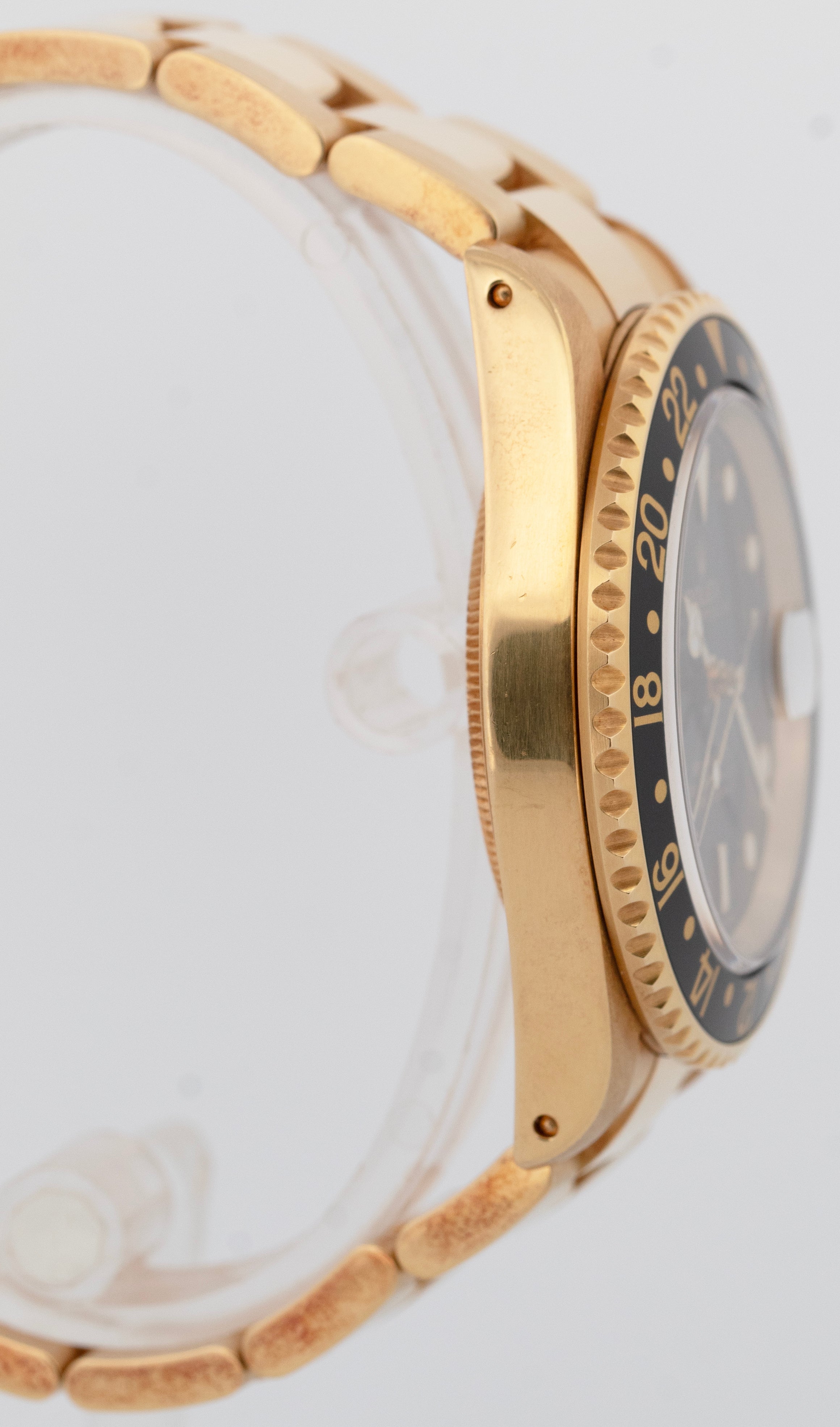 PAPERS Rolex GMT-Master II Black 40mm 18K Yellow Gold Oyster Watch