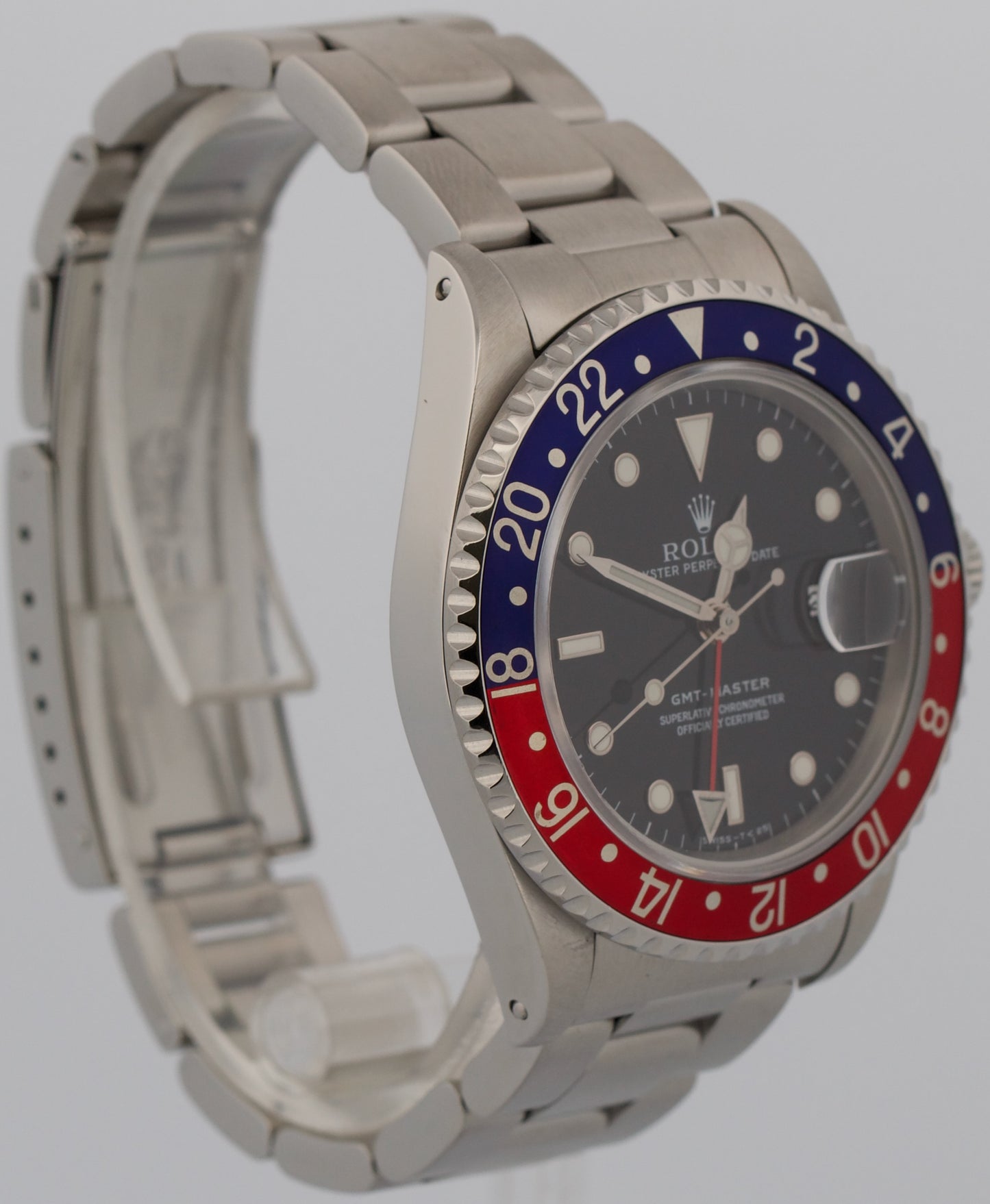 1993 Rolex GMT-Master 16700 Pepsi Blue Red Stainless Steel Black 40mm Watch