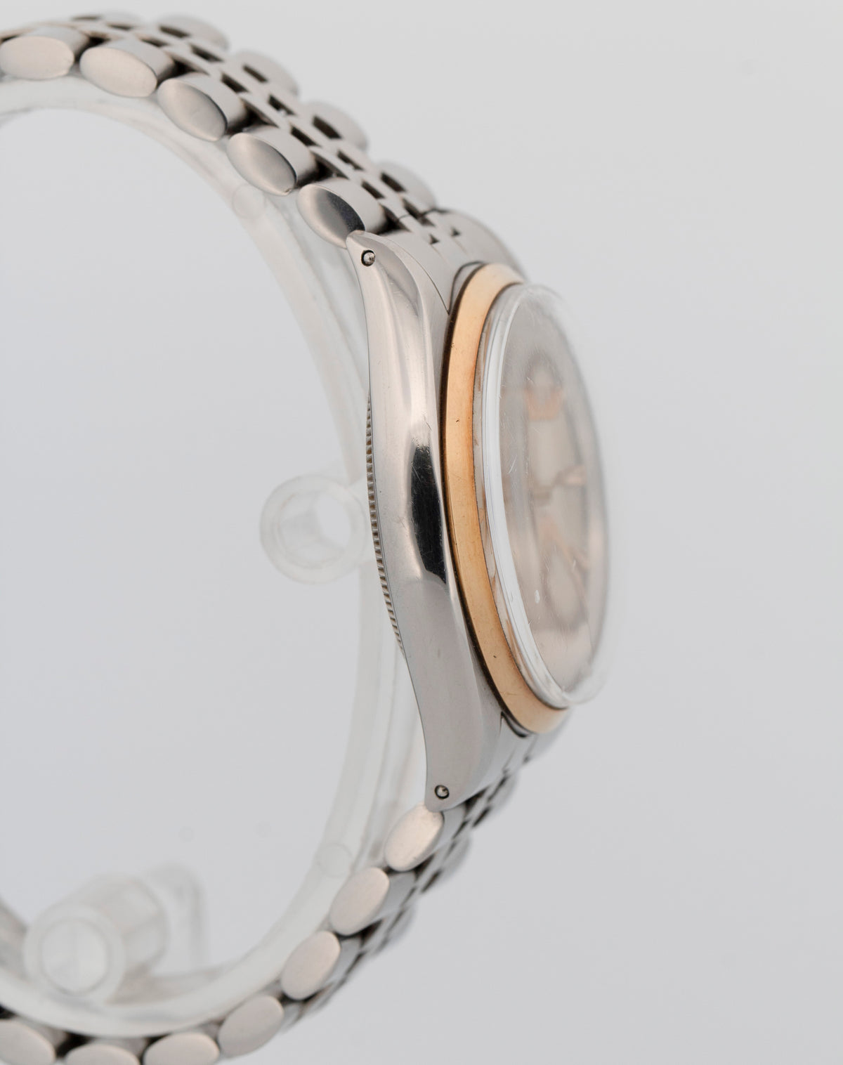 Unpolished Rolex Oyster Perpetual 1002 Silver Two-Tone Gold Steel 34mm Watch Box