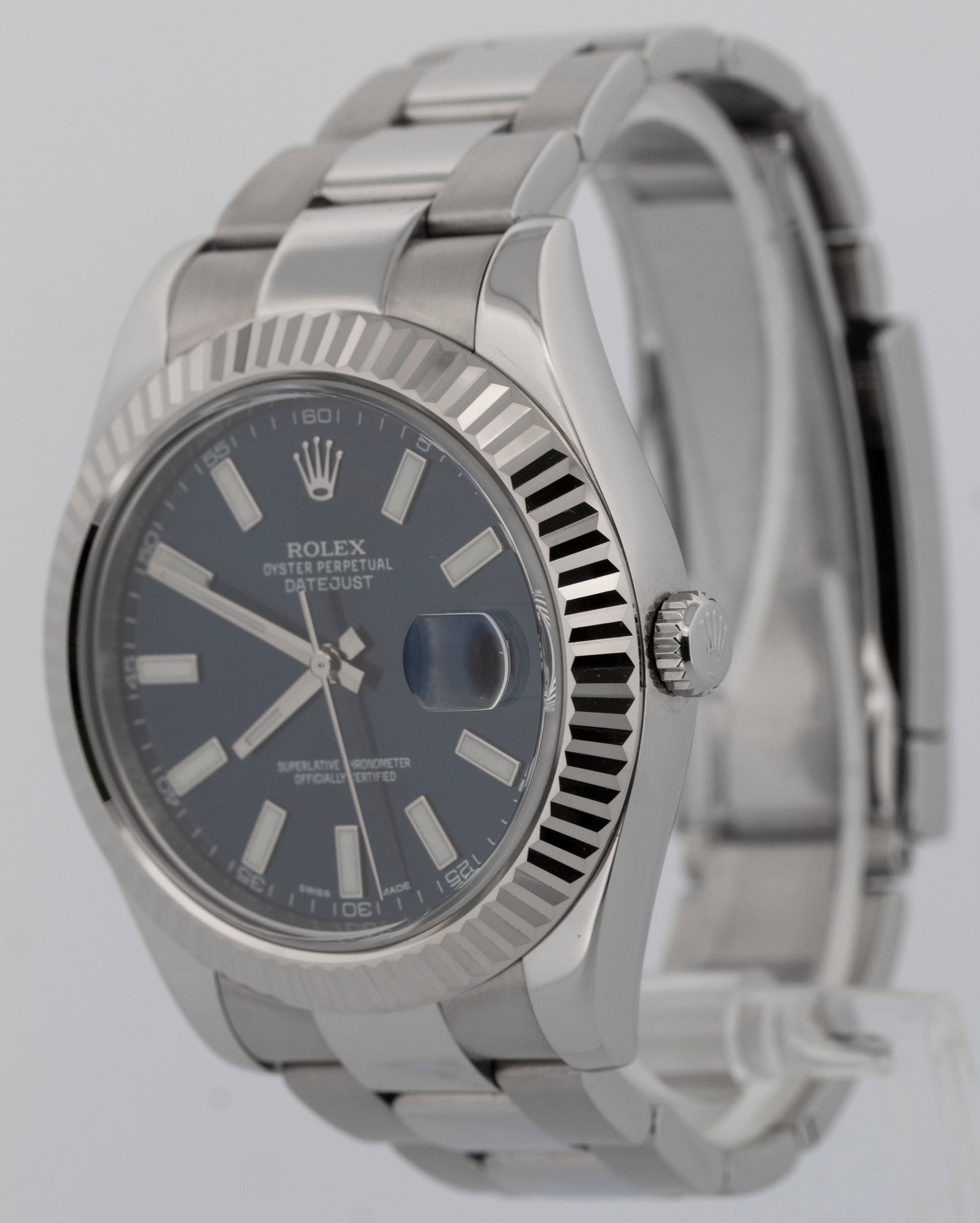 2013 PAPERS Rolex DateJust II BLUE Stainless Steel 41mm Fluted 116334 Watch BOX