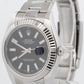 Rolex DateJust II BLACK Stainless Steel 18K Fluted OYSTER 41mm Watch 116334 BOX