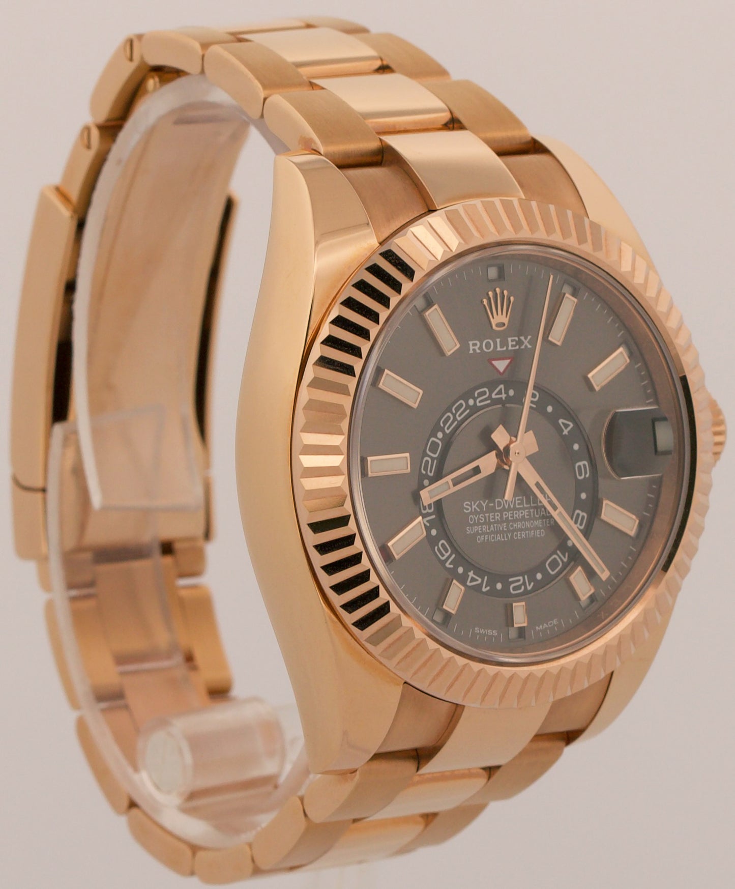 2016 Rolex Sky-Dweller 18K Rose Gold Slate Rhodium Oyster 42mm 326935 Box Papers