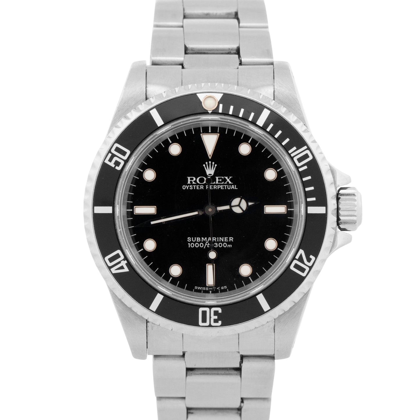 Rolex No-Date Submariner BLACK Stainless Steel 40mm 14060 Oyster Watch