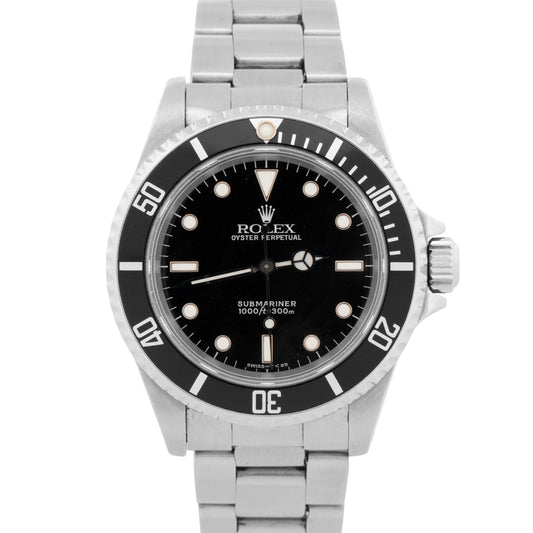 Rolex No-Date Submariner BLACK Stainless Steel 40mm 14060 Oyster Watch