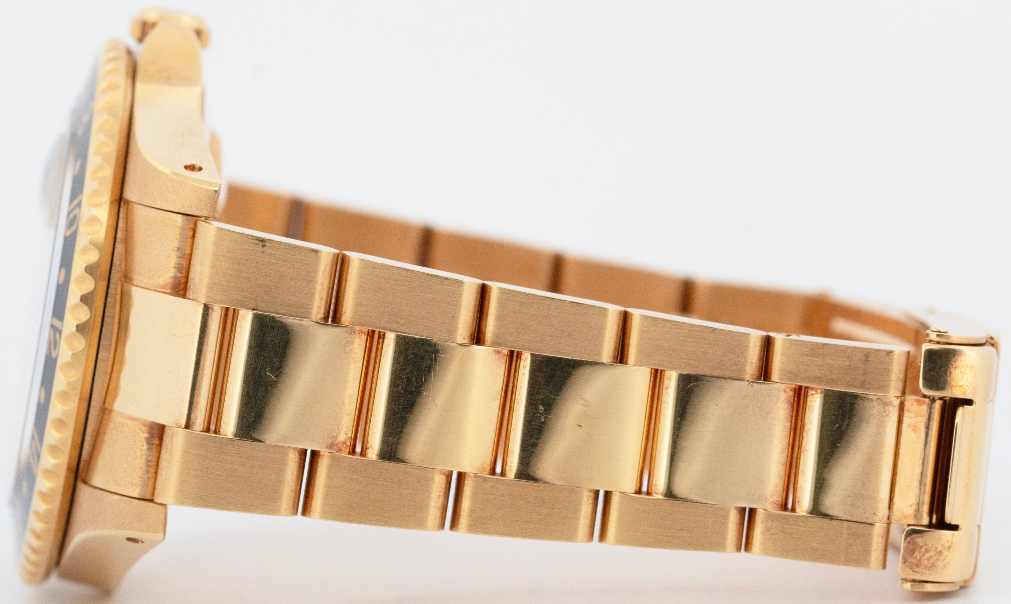 PAPERS Rolex GMT-Master II Black 40mm 18K Yellow Gold Oyster Watch