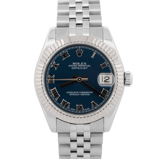 Rolex DateJust 178274 Blue Stainless Steel Jubilee Gold Fluted 31mm Watch