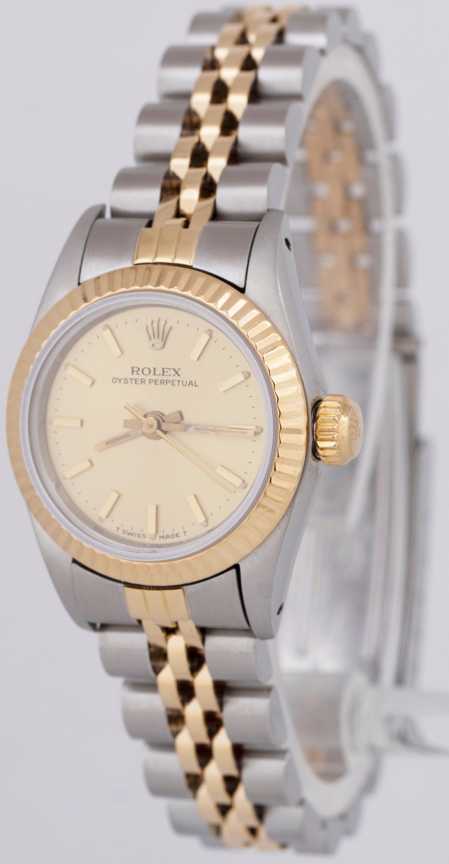 Rolex Oyster Perpetual 24mm Champagne Two-Tone 18K Gold Steel Jubilee 67193