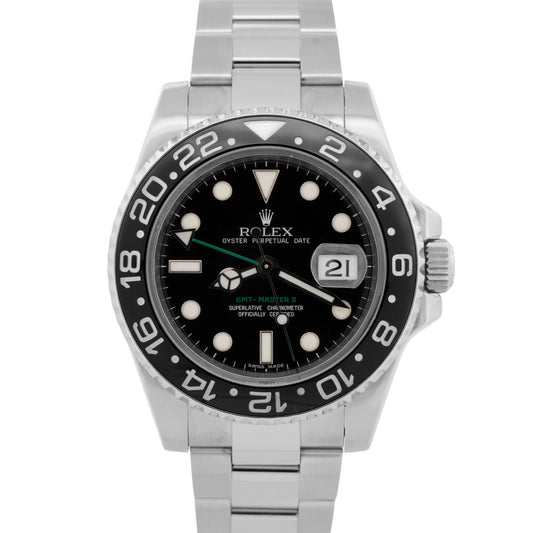 PAPERS Rolex GMT-Master II BLACK Green Ceramic Stainless 40mm 116710 LN BOX