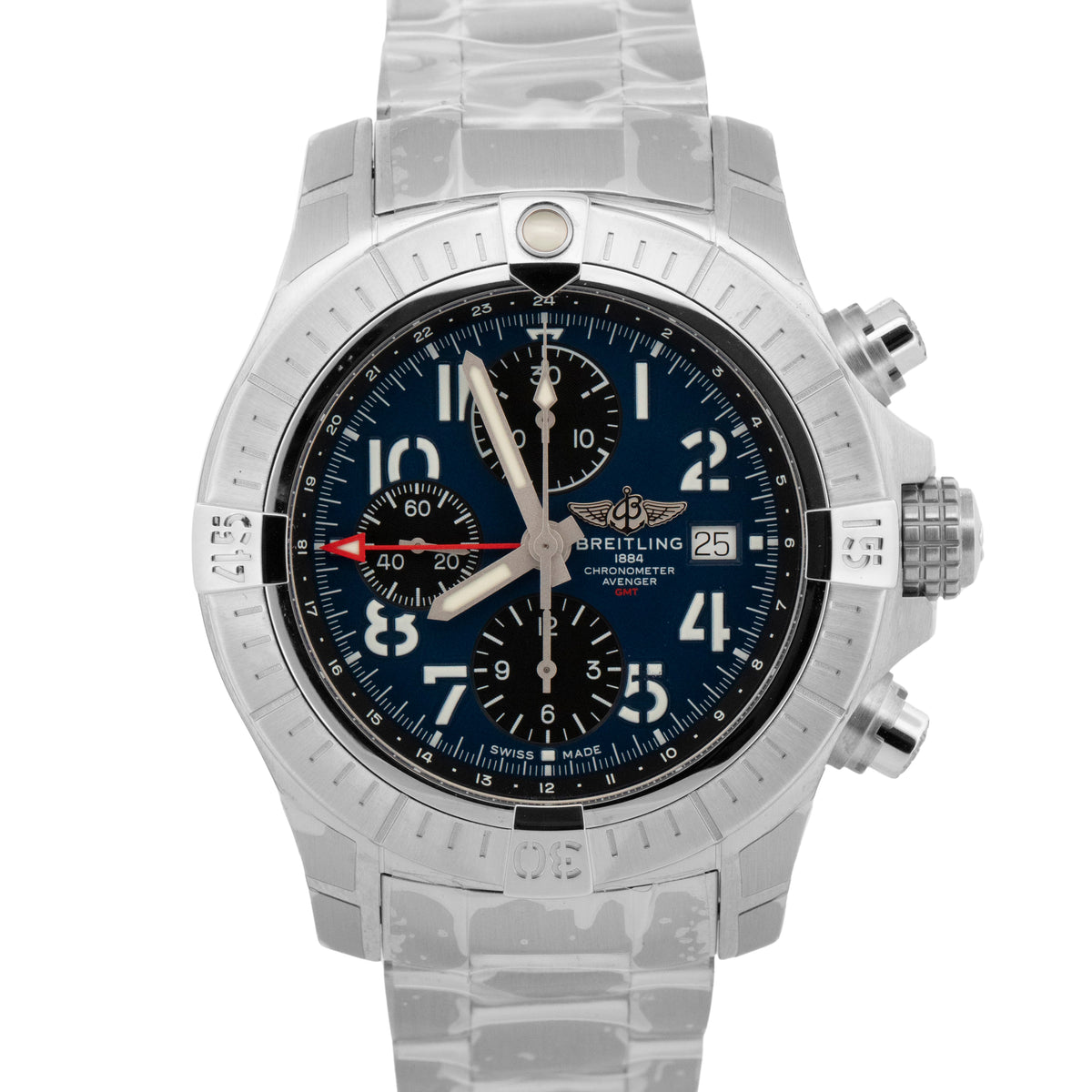 New Breitling Avenger Chronograph GMT 45 A24315 Blue Steel 45mm Watch Box Papers
