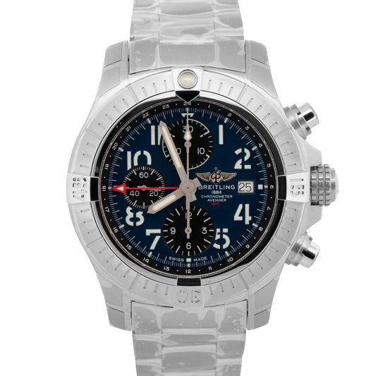 New Breitling Avenger Chronograph GMT 45 A24315 Blue Steel 45mm Watch Box Papers