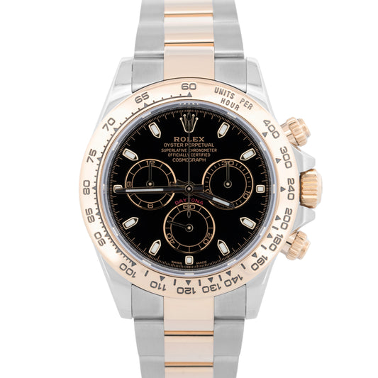 Rolex Daytona BLACK Two-Tone 18K Yellow Gold Stainless Steel Watch 116503