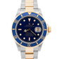 Rolex Submariner Date 40mm BLUE Two-Tone 18K Gold Stainless Steel 16613 Watch