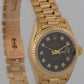 1984 Ladies Rolex DateJust President 26mm BLACK DIAMOND 18K Yellow Gold 69178
