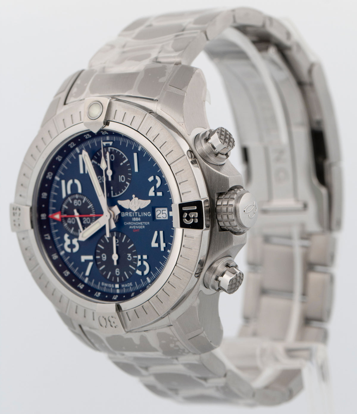 New Breitling Avenger Chronograph GMT 45 A24315 Blue Steel 45mm Watch Box Papers